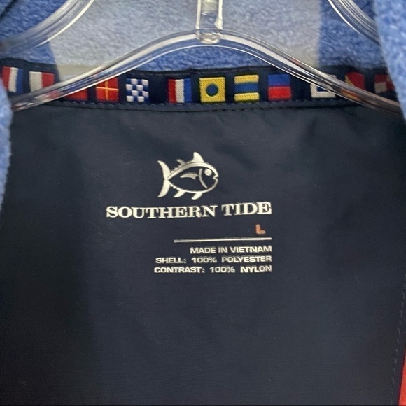 Southern Tide Navigational Fleece Vest Coral Red Navy Large - Picture 3 of 5